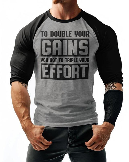 053. Double Your Gains Funny Workout Gym Hoodie for Men Cotton Menswear T-Shirts, Sweatshirt | RetroVerseTees.com