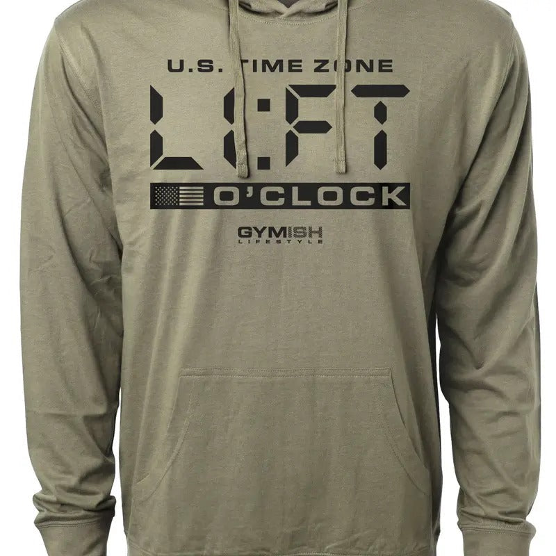 089. Lift O'Clock Funny Workout Gym Hoodie for Men Cotton Menswear T-Shirts, Sweatshirt | RetroVerseTees.com