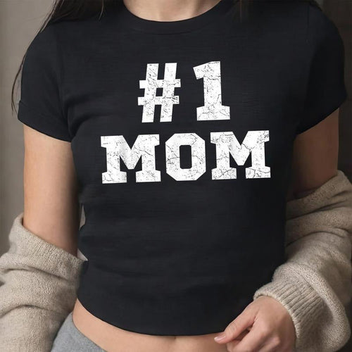 #1 Mom Number One Mom Mama Mother Funny Mother's Day Y2K Baby Tee, Mothers Day Baby Tee, Trendy Aesthetic Top Gift For...
