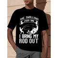 1pc Men'S Casual Cotton T-Shirt with Slight Stretch, Crew Neck, Geometric-Patterned Applique, Sports & Outdoor Themed,...