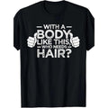 1pc Men'S Casual Crew Neck T-Shirt, 100% Cotton Short Sleeve Graphic Tee with "Who Needs Hair" Slogan, Loose Fit...