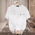 2025 Short Sleeve Pure Cotton T-Shirt Versatile Casual Loose Fit Printed Men's Round Neck Top Short Sleeve Base Shirt...