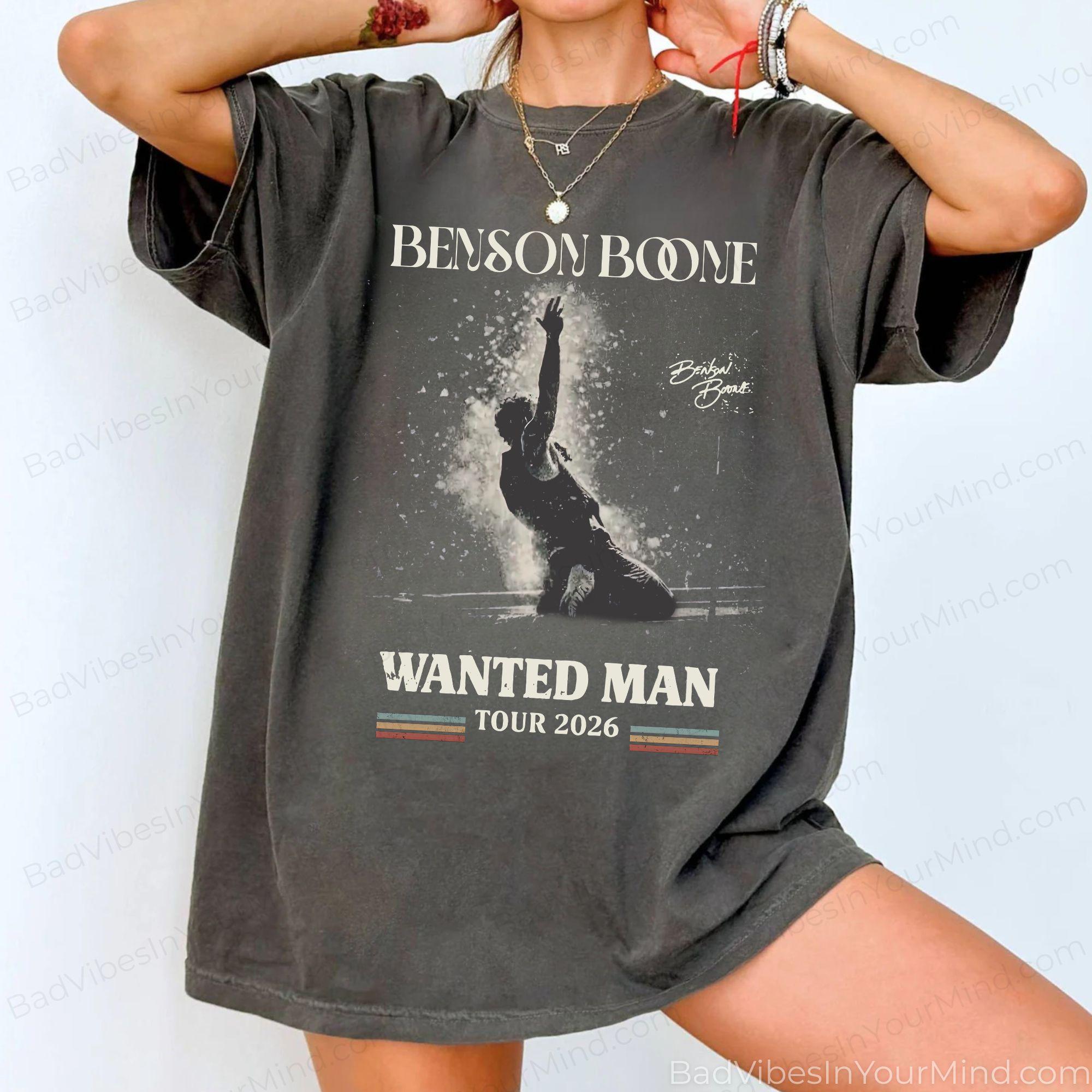 Benson Boone Wanted Man Tour 2026 Wash Benson Boone Comfort Color Retro Concer Vintage Music Fan (4)