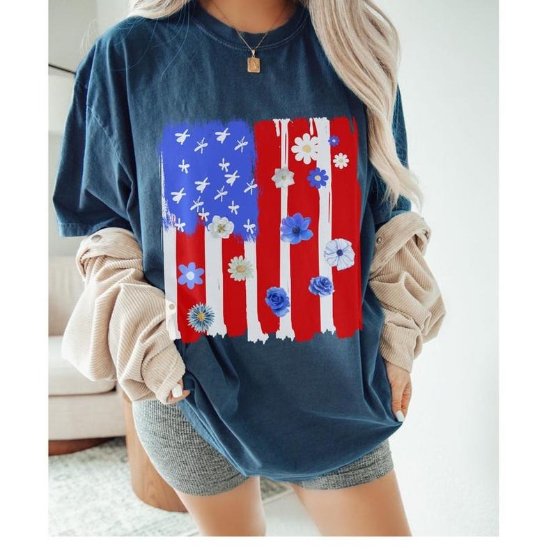 4th of July T-Shirt, July Fourth T-Shirt, Brushstrokes USA Flag Shirt Hoodie, Sweatshirt | RetroVerseTees.com