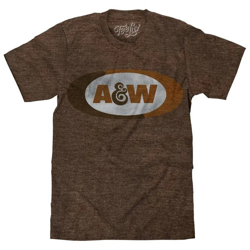 A&W Faded Logo T-Shirt - Brown Hoodie, Sweatshirt | RetroVerseTees.com