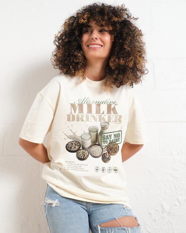 ALTERNATIVE MILK DRINKER T-SHIRT, Men Summer Fashion Cotton, Cotton Menswear, S to 3XL Soft Top Hoodie, Sweatshirt