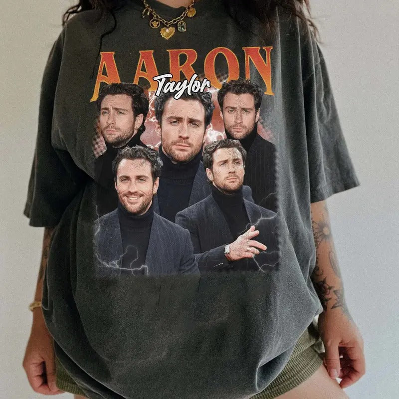 Aaron Taylor Johnson Comfort Colors Unisex Tshirt For Men- For Women, Y2K 90s Retro Celebrity Crush Movies Tee, Printed...