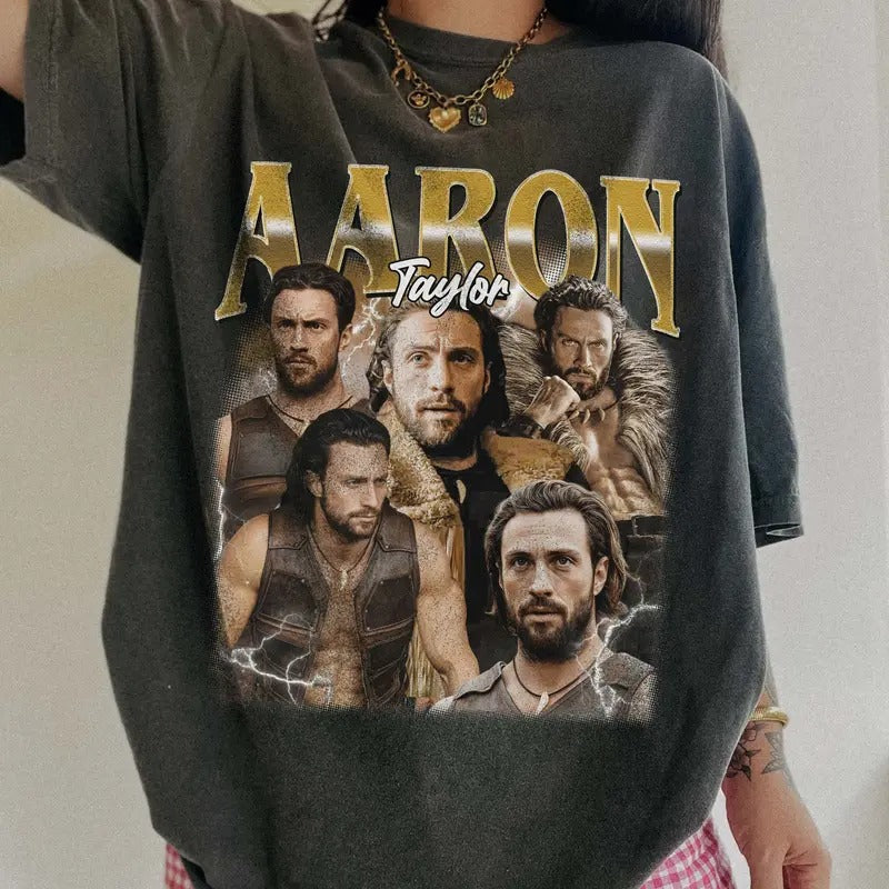 Aaron Taylor Johnson The Kraven Hunter Comfort Colors Unisex Tshirt For Men- For Women, Y2K 90s Retro Celebrity Crush...