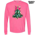 Abstract Pink Bow Christmas Tree Long Sleeve Comfort Colors T-Shirt 'NLB' Hoodie, Sweatshirt | RetroVerseTees.com