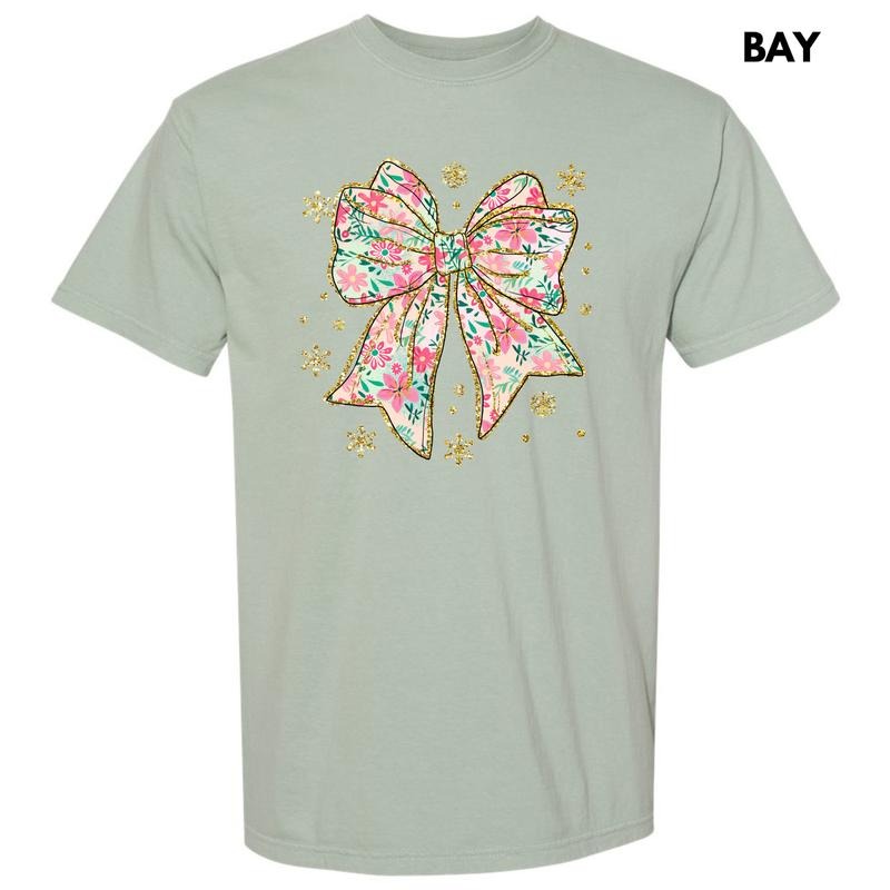 Adorable Big Floral Bow Comfort Colors T-Shirt 'NLB' Hoodie, Sweatshirt | RetroVerseTees.com