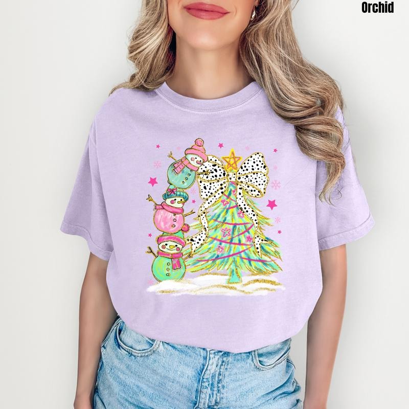 Adorable Snowmen & Tree Comfort Colors T-Shirt 'NLB' Hoodie, Sweatshirt | RetroVerseTees.com