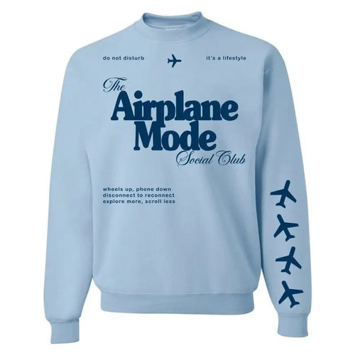 'Airplane Mode Social Club' Crewneck Sweatshirt T-Shirts, Hoodie | RetroVerseTees.com