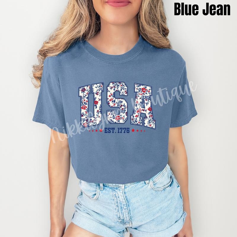 All American Floral USA Comfort Colors T-Shirt 'NLB' Hoodie, Sweatshirt | RetroVerseTees.com