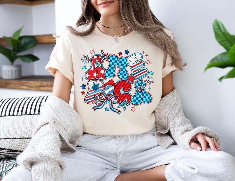 America Shirt, Patriotic, Coquette Bow America, 4th Of July T-Shirt Hoodie, Sweatshirt | RetroVerseTees.com