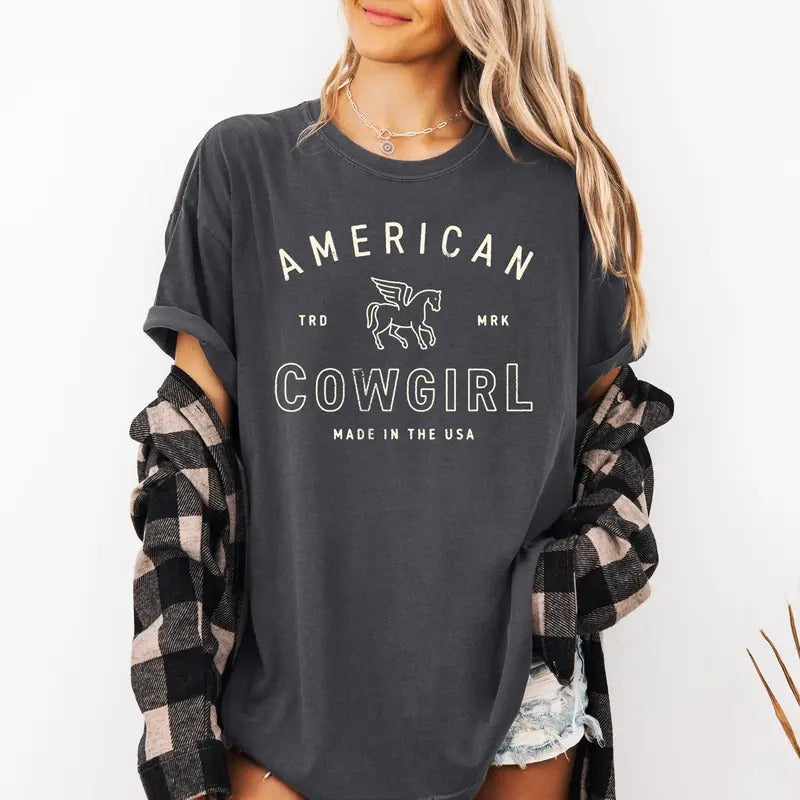 American Cowgirl, Retro, Western, Country, Classic, Vintage Shirt, Women's Comfort Color Tee, Tshirt Hoodie, Sweatshirt