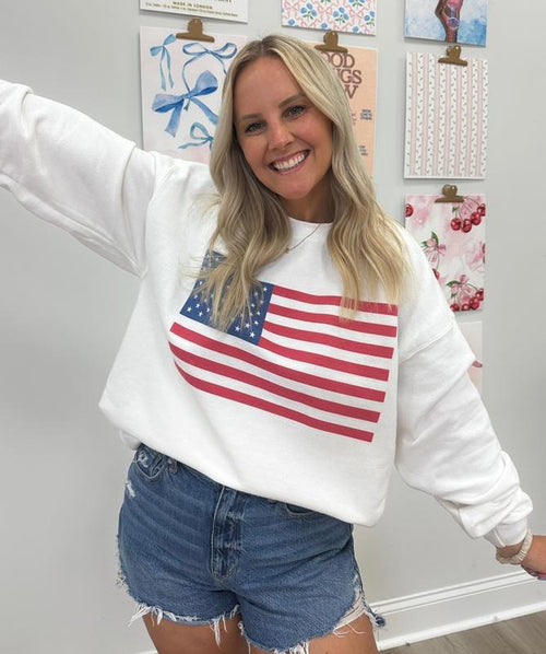 'American Flag' Crewneck Sweatshirt T-Shirts, Hoodie | RetroVerseTees.com