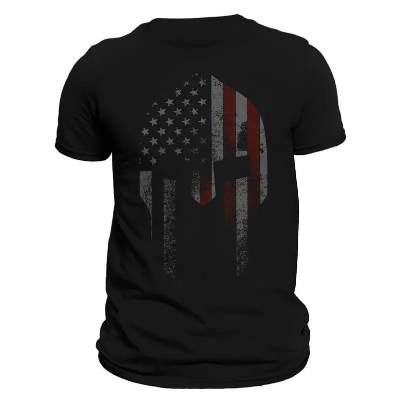 American Spartan 2.1 USA Patriotic Men's T-Shirt Casual Classic Cotton Crewneck Hoodie, Sweatshirt | RetroVerseTees.com