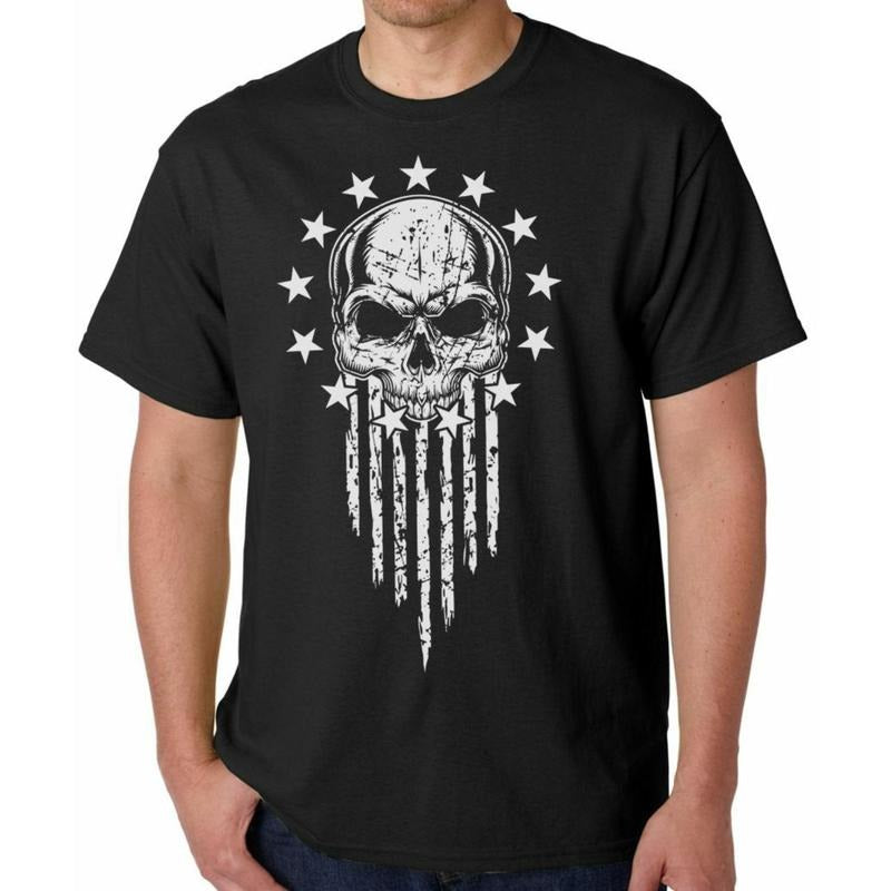 American Warrior Patriot T-SHIRT ~ USA Flag Skull Tee ~ Military Veteran Made in USA Hoodie, Sweatshirt | RetroVerseTees.com