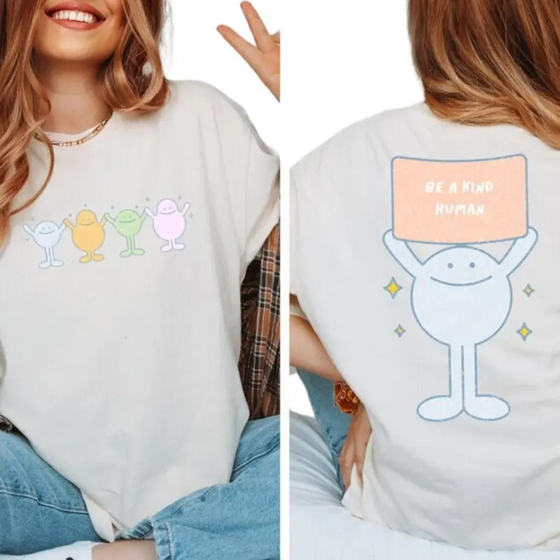 Be A Kind Human T-Shirt Humanity Be Kind Peace Happy Era Tee Compassion T-shirt, Retro Vintage Vibes Love Change the...