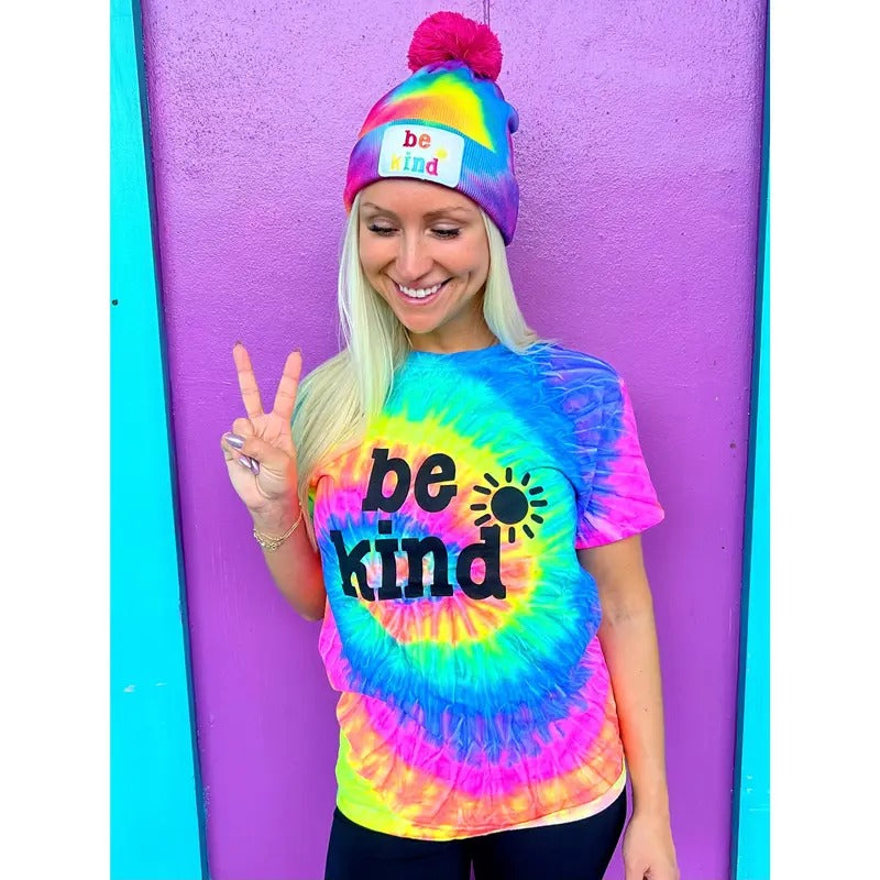 Be Kind Pom Pom Tie-Dye Beanie T-Shirts, Hoodie, Sweatshirt | RetroVerseTees.com