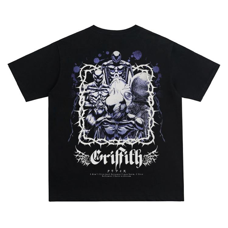 Berserk "Griffiths" Vintage Oversized Tee Anime T-shirt 100% Cotton Original Design Men's Top Streetwear Casual Menswear...