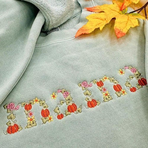 'Best Mama in the Pumpkin Patch' Embroidered Cozy Crew T-Shirts, Hoodie, Sweatshirt | RetroVerseTees.com