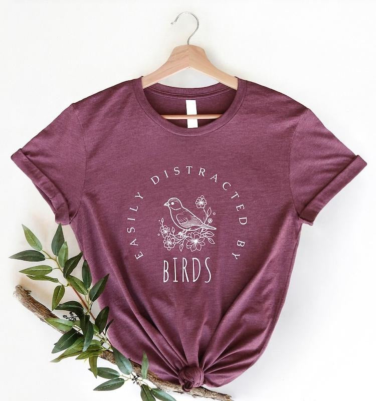 Bird Watching Shirt, Easily Distracted by Birds, Funny Gift for Bird Watcher, Retro Vintage Birds, Bird Lover Shirt,...