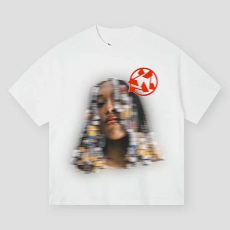Blurred Female Portrait Print T-Shirt, Vintage Graphic Tee, Y2k Clothing, Unisex Cotton Crewneck T-Shirt