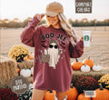 Boo-Jee Ghost Comfort Colors Long Sleeve T-Shirt, Cute Women's Halloween Tee Hoodie, Sweatshirt | RetroVerseTees.com