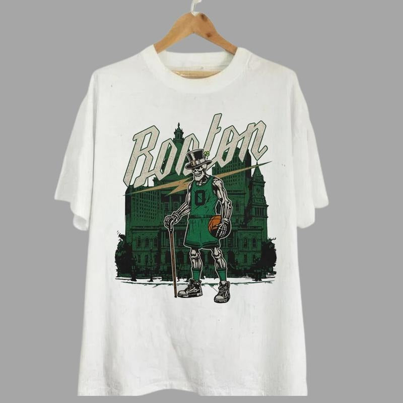 Boston Basketball Unisex Classic T-Shirt, Basketball Sweatshirt Hoodie Cubs Shirt, Skeleton Basketball Shirt, Merch Tee,...