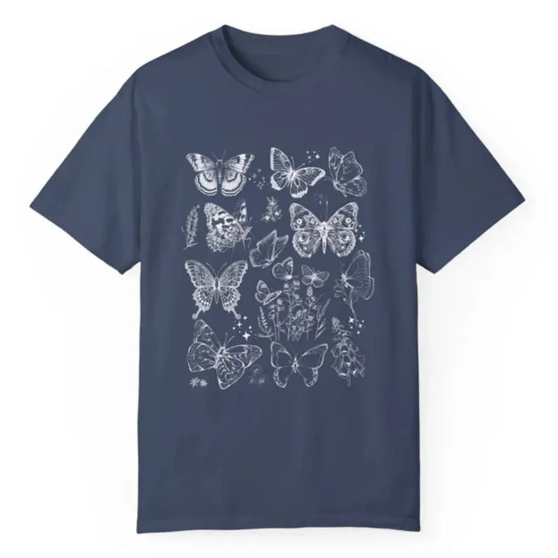 Butterfly Vintage Boho Cottagecore Tattoo Collage Summer T Shirt, vintage 90s graphic tees, Nature Cottage Core Boho...