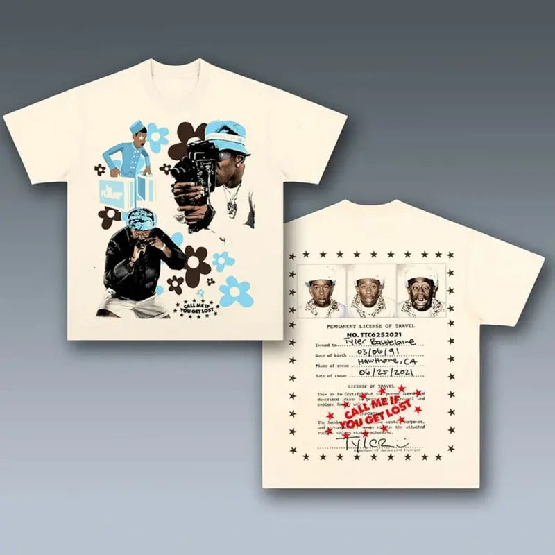 CALL ME WHEN YOU GET LOST TEE - Double Sided Prints Vintage Bootleg T-Shirt,Tyler the creator printed t-shirt, Cotton...