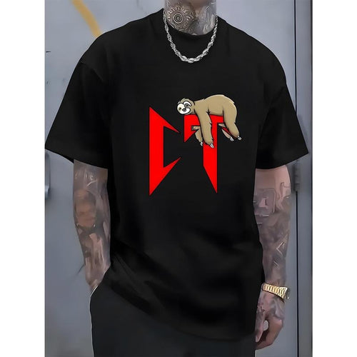 "CT" letters, patterns, printed men'WB shield T-shirts, men'WB shield novel pattern design T-shirts, summer casual Gunpla...