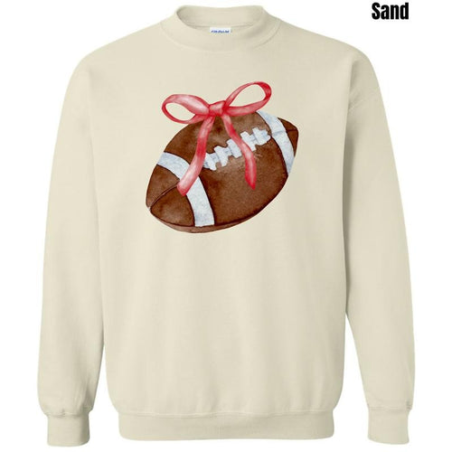 *CUSTOMIZABLE* Bow & Football Sweatshirt 'NLB' T-Shirts, Hoodie | RetroVerseTees.com