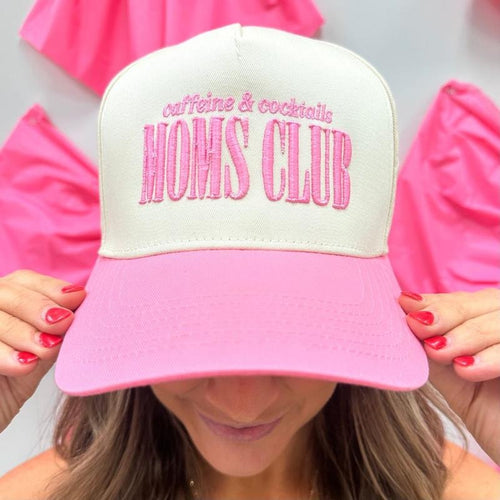 'Caffeine & Cocktails Moms Club' 3D Embroidered Snapback Trucker Hat T-Shirts, Hoodie, Sweatshirt | RetroVerseTees.com