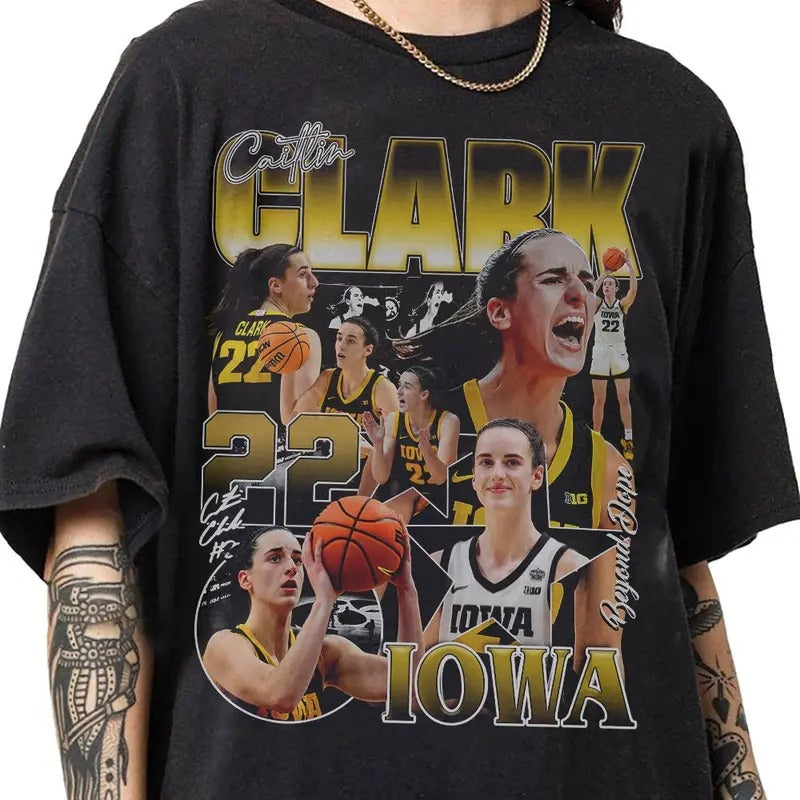 Caitlin Clark 90s Vintage Bootleg Style T-Shirt, Classic Retro Graphic Unisex Tee Gift For Men and Women Hoodie, Sweatshirt