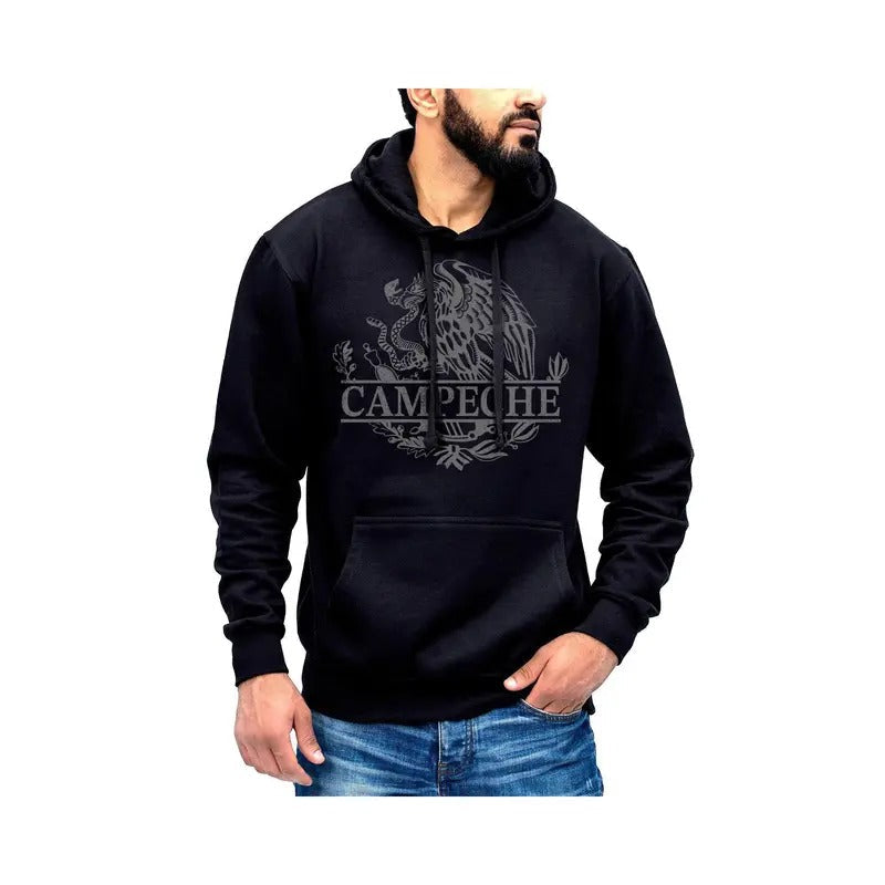 Campeche Mexico Eagle Emblem Hoodie Sweatshirt Cotton Fabric T-Shirts | RetroVerseTees.com