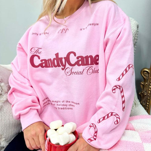 'Candy Cane Social Club' Crewneck Sweatshirt T-Shirts, Hoodie | RetroVerseTees.com
