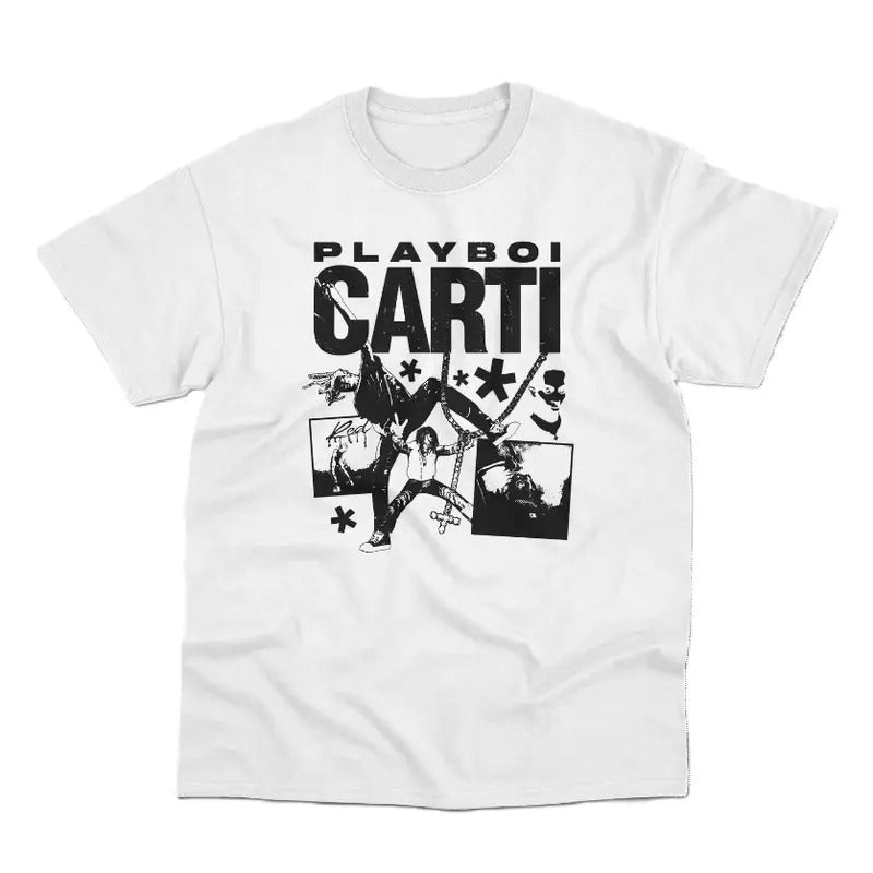 Carti Collage Graphic Tee, Hip Hop for Men & Women, Unisex Streetwear Top, Music Artist Graphic T-Shirt, Casual Cotton...