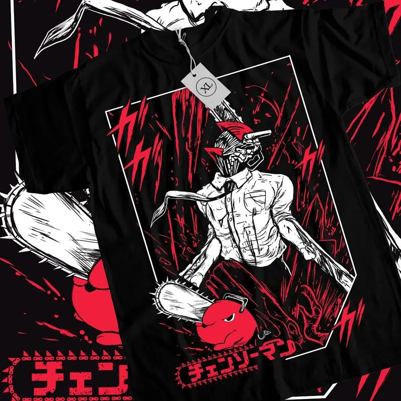Chainsaw Man T-Shirt Chainsaw Man Anime CSM Denji Power Black Shirt All Sizestyle{n002}2 Hoodie, Sweatshirt