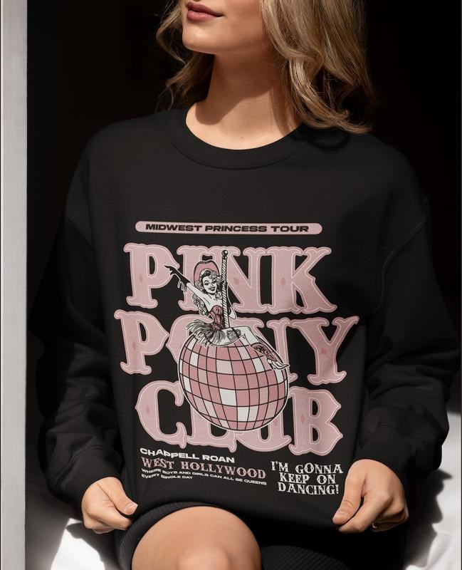 Chappell Roan Unisex Shirt, Pink Pony Club Sweatshirt, Midwest Princess 2024 Tour Hoodie, Sapphic Lesbian WLW Pride Music...