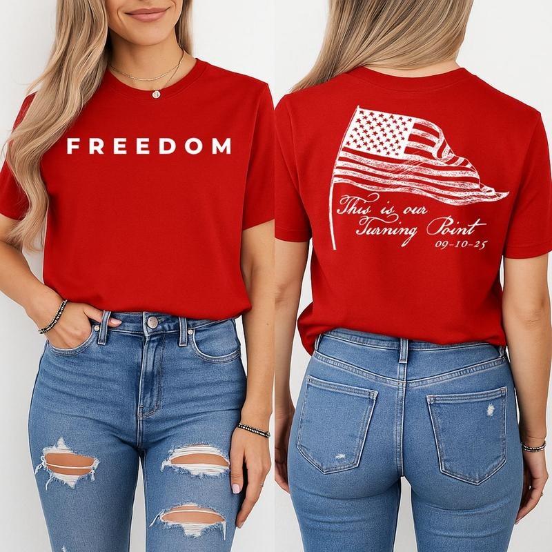 Charliee Kirk Freedom Two Sides Tshirt Sweatshirt Hoodie, This Is The Turning Point Shirt, Conservative Gift, Unisex...