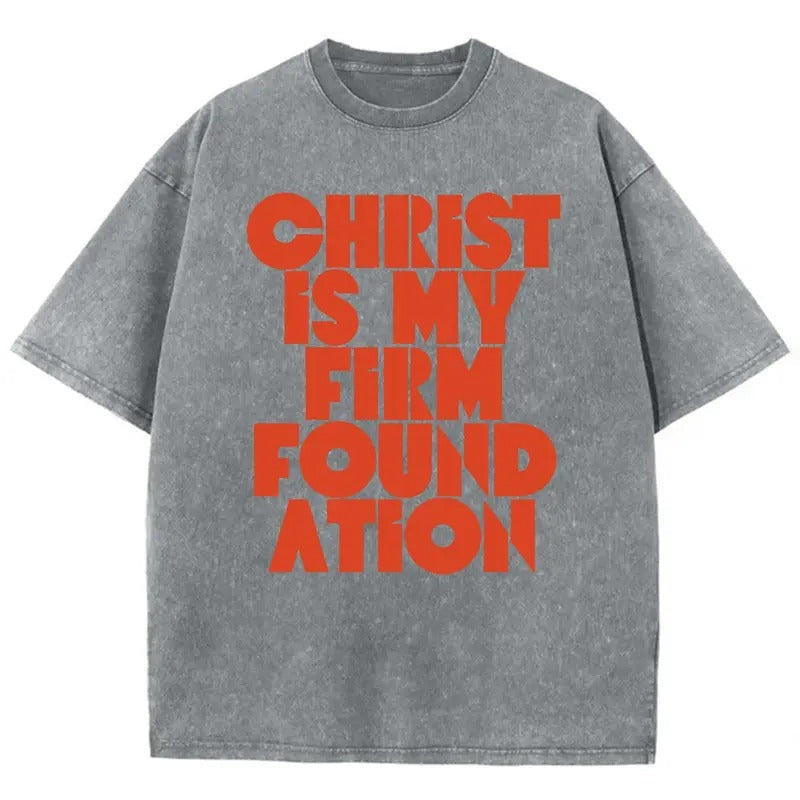 Christ In My Firm Foundation Unisex Washed T-Shirt, Christian Jesus  t shirts, Vintage 90s Graphic Tee Gift Cotton Top...