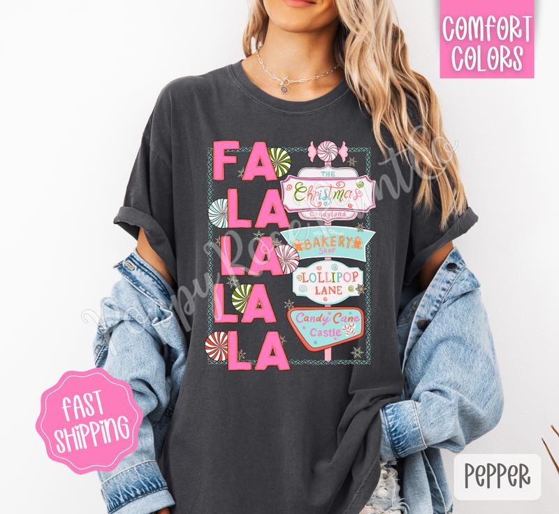 Christmas Candy Shop Comfort Colors, Trendy Women's Holiday Tshirt, Xmas Tee Hoodie, Sweatshirt | RetroVerseTees.com