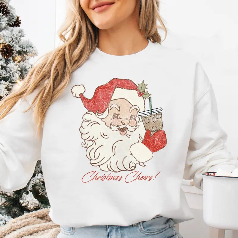 Christmas Cheers Crewneck Sweatshirt T-Shirts, Hoodie | RetroVerseTees.com