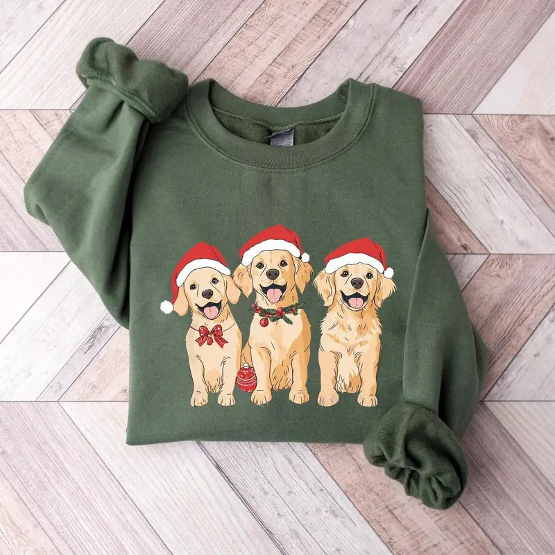 Christmas Cute Dogs Golden Retriever Sweatshirt, Golden Dogs Christmas T-Shirt, Vintage Christmas Shirt, Christmas Gifts,...
