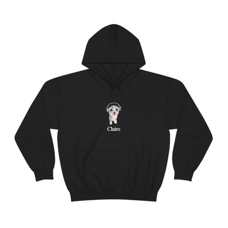 Clairo Cat Hoodie Fan Merch Cute Cat Listening to Music Funny Hoodie, No-Fade Colors, Wash After Wash, Must-Have Basic,...