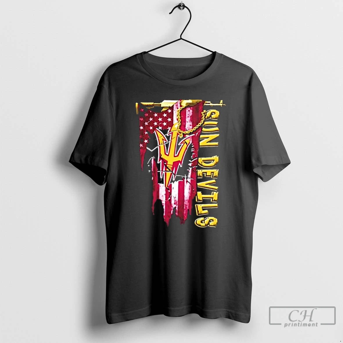 Classic Arizona State Sun Devils Football Battle Shattered Usa Flag Rip Design T Shirts Sweater Hoodie, Sweatshirt
