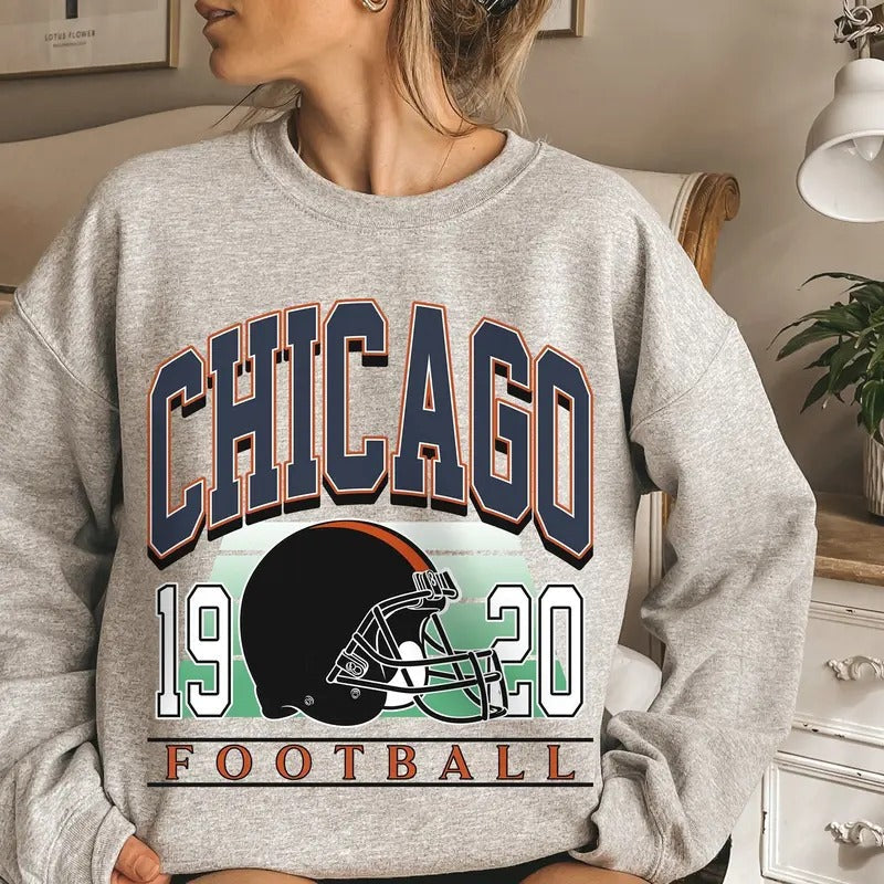 Classic Chicago Football Sweatshirt, Chicago Football Sweatshirt For Her, Chicago Vintage Football Crewneck, Chicago Gift...