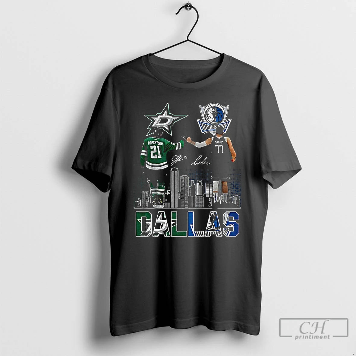 Classic Dallas Stars Jason Robertson Dallas Mavericks Luka Doncic 2025 Signature T-Shirts, Hoodie, Sweatshirt